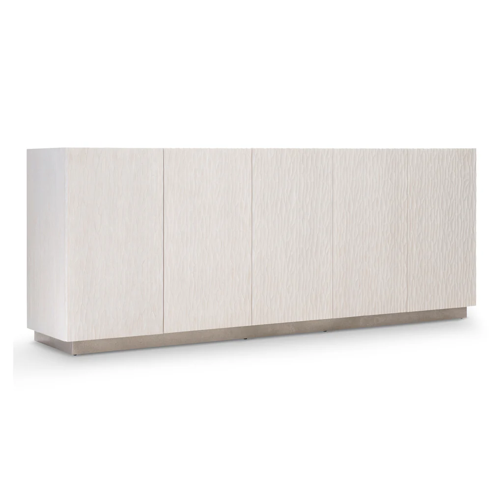 Office Furniture Credenza - 모던 화이트 웨이브 질감 TV 스탠드