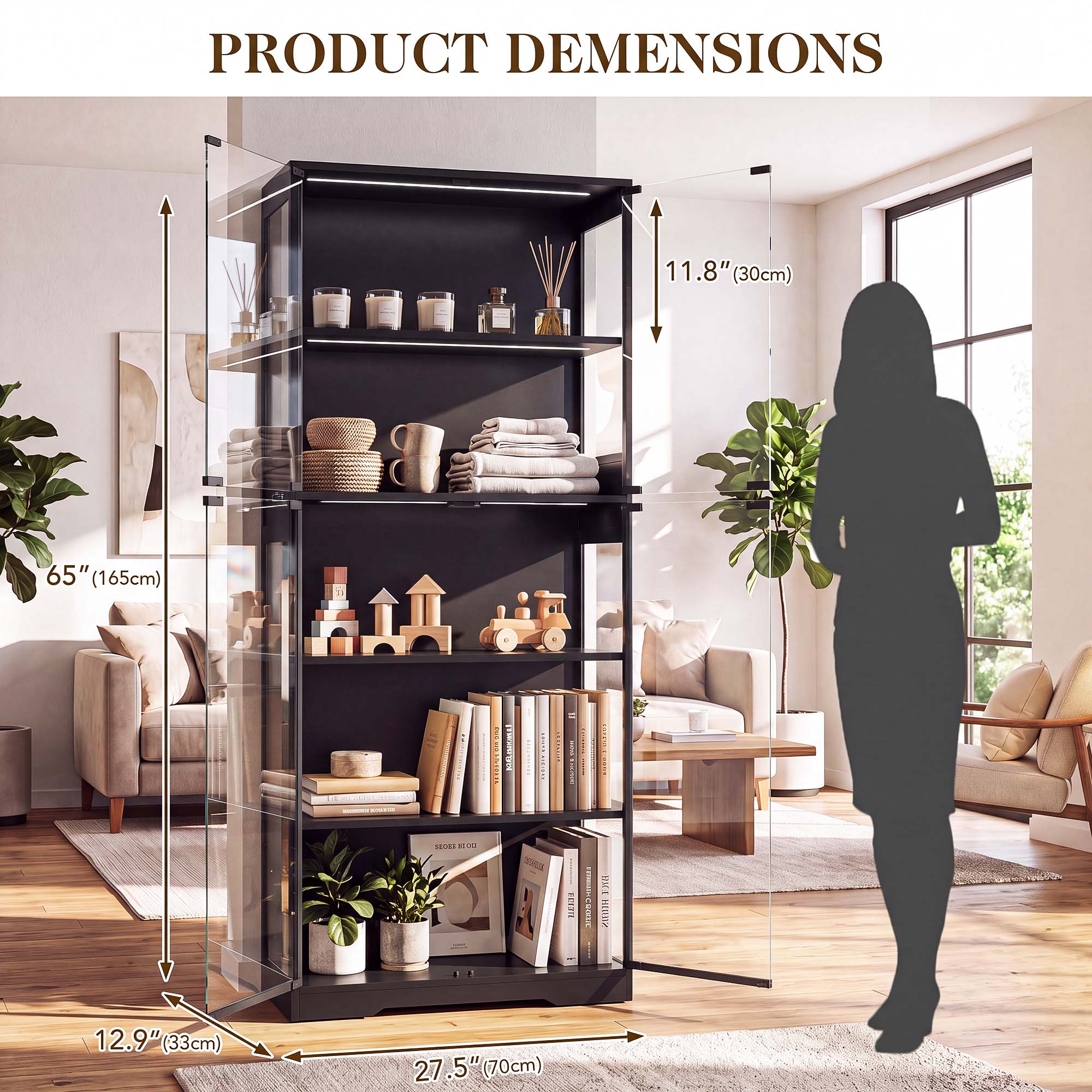 TCGBKAF 5단 디스플레이 캐비닛(유리 도어 포함) - Office Furniture Cabinets 리뷰 및 가격
