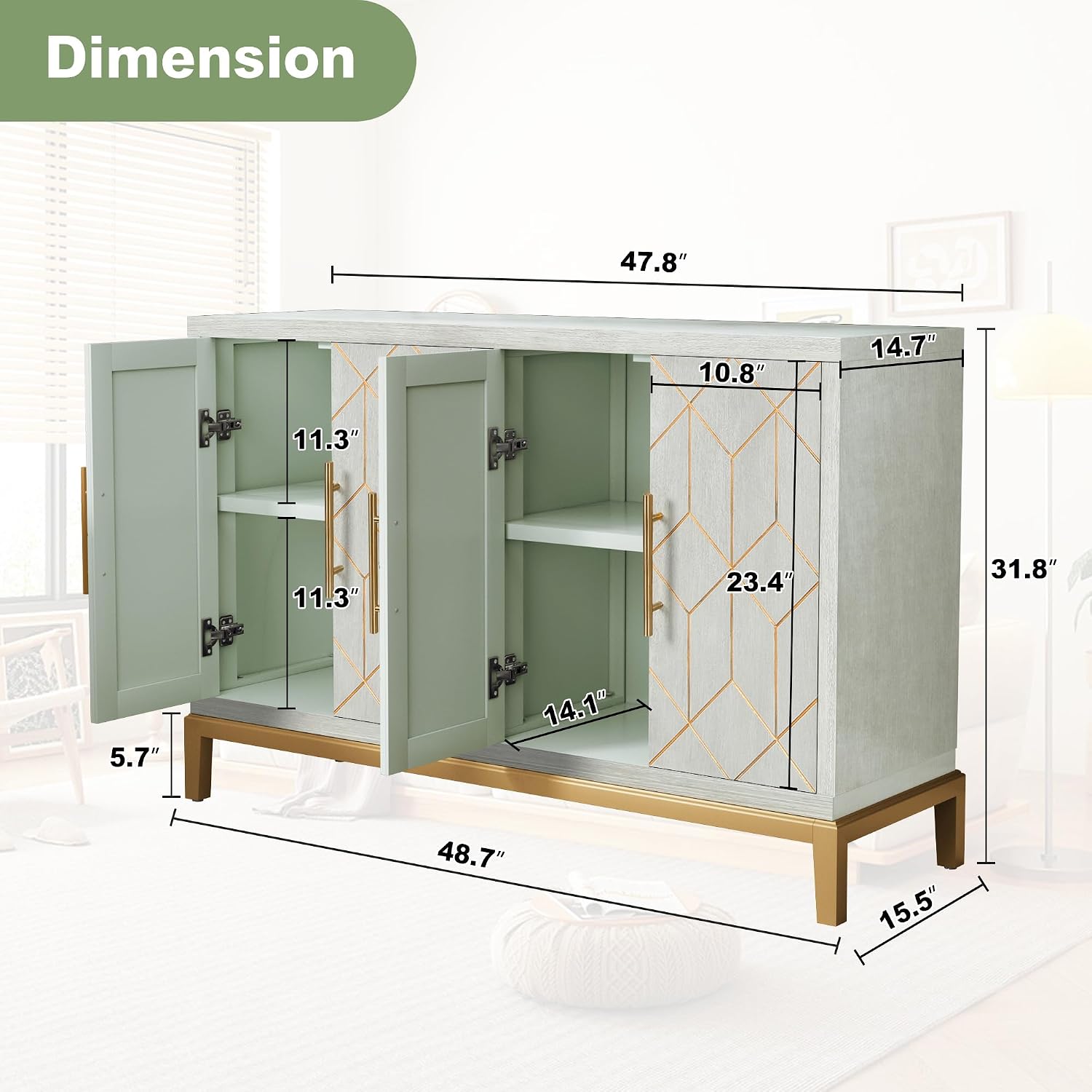 4도어 액센트 캐비닛 모던 크레덴자 조각 장식 뷔페 사 - Office Furniture Credenza 리뷰 및 가격